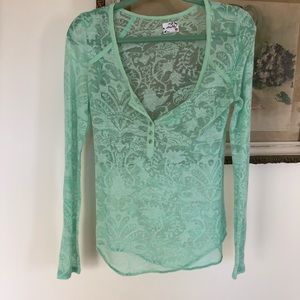 Free People intimately mint lace shirt